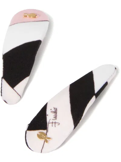 Pucci Iride-print Hair Clips (set Of Two) In Black