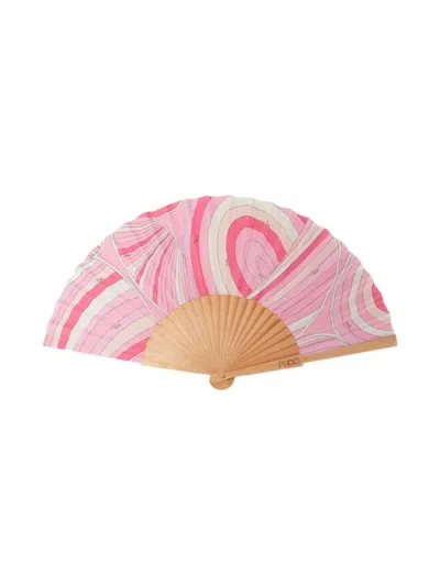 Pucci Iride-print Hand Fan In Pink