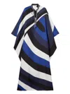 Pucci Iride Embellished Silk Twill Kaftan In Blue