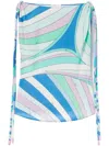 Pucci Iride-print Knot Top In Blue