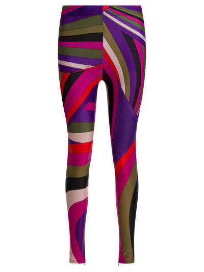 Pucci Iride Print Leggings Trousers Purple In Multi