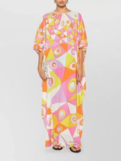 Pucci Occhi-print Cotton Long Kaftan In Multicolor