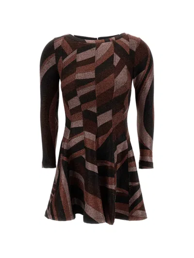 Pucci Printed Stretch-jersey Mini Dress In Brown