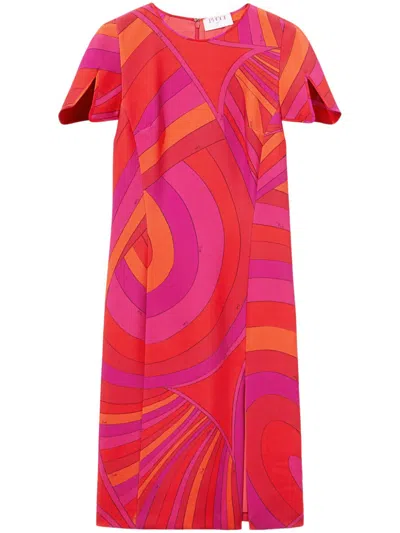 Pucci Iride-print Midi Dress In Rosa