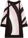 Pucci Flowing Pink Dress With Bold Patterns In Black