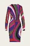 Pucci Fitted Long Sleeve Midi Dress Style In Multi