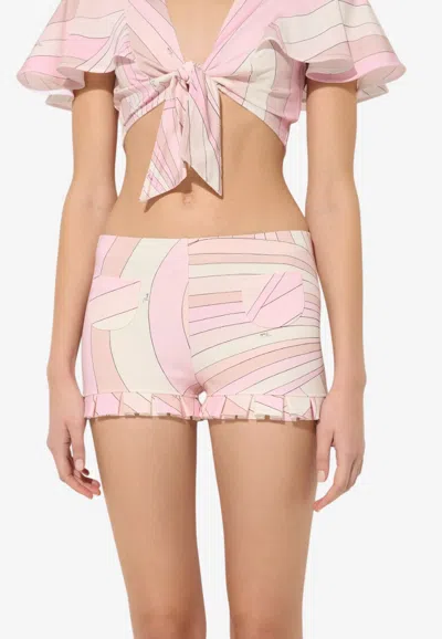 Pucci Iride Print Mini Shorts In Pink