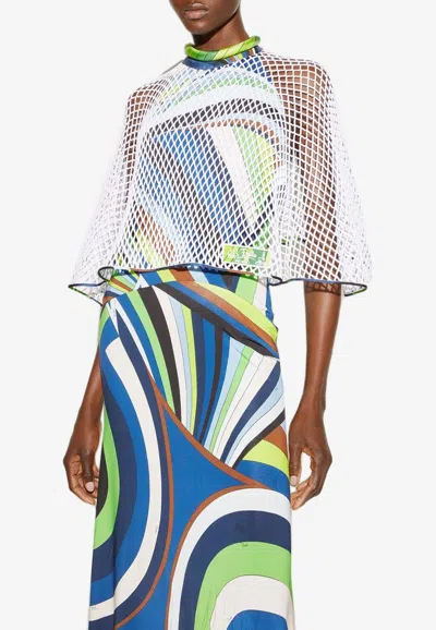 Pucci Iride-print Net Cape In White