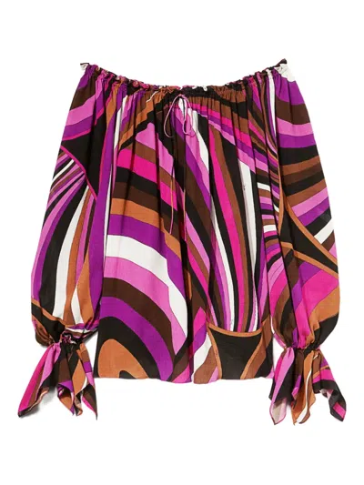 Pucci Iride-print Off-shoulder Top