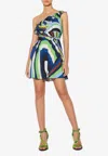 Pucci Iride Print One-shoulder Mini Dress In Multicolor