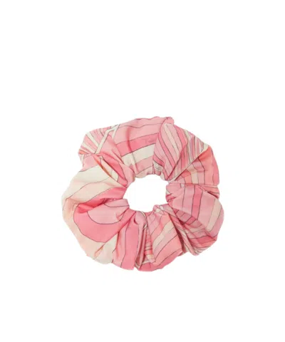 Pucci Iride-print Ruched Hair Tie In Pink