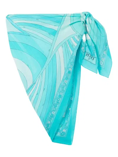 Pucci Iride-print Sarong In Blue