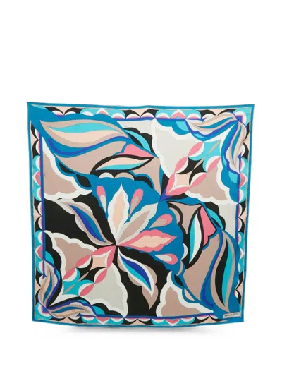 Pre-owned Pucci Iride Print Scarf In Blue