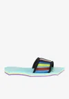 Pucci Iride Print Scuba Slides In Blue