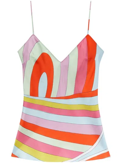 PUCCI IRIDE-PRINT SILK CAMISOLE TOP