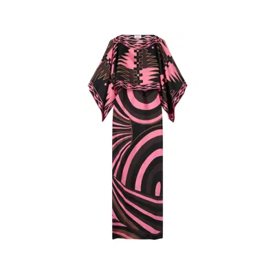 Pucci Iride-print Silk Dress With Cape In Multi
