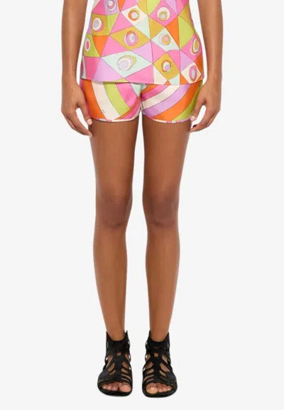 Pucci Iride Print Silk Mini Shorts In Multicolor