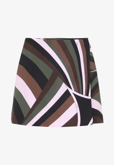 Pucci Iride Print Silk Mini Skirt In Multi