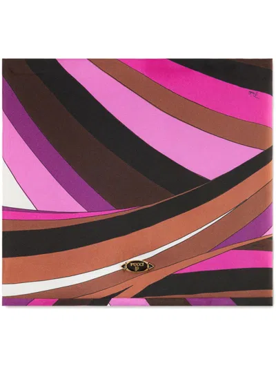 Pucci Iride-print Silk Scarf In Brown