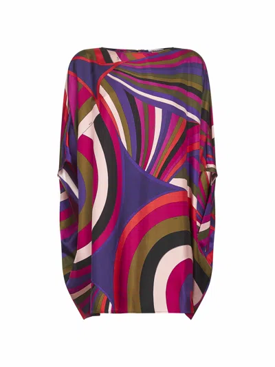 Pucci Iride Print Silk Short Caftan In Multi