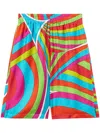 Pucci Iride-print Silk Shorts In Green