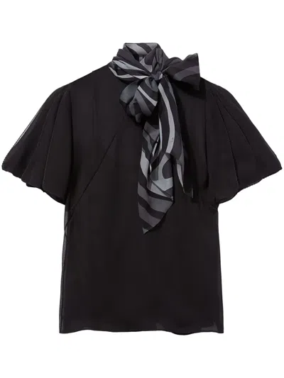 Pucci Iride-print Silk Top In Black