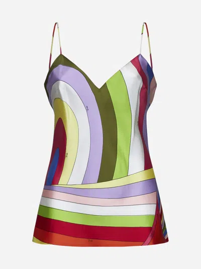 Pucci Iride Print Silk Top In Multicolor