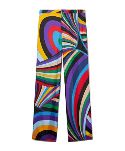 Pucci Iride-print Silk Trousers In Multi
