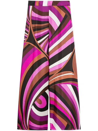 Pucci Abstract-print Silk Trousers In Multicolor