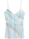 Pucci Iride-print Silk-twill Top In Blue