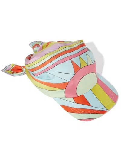 Pucci Iride-print Silk Visor Hat In Pink