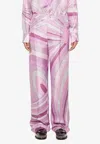 Pucci Iride Print Straight-leg Pants In Pink