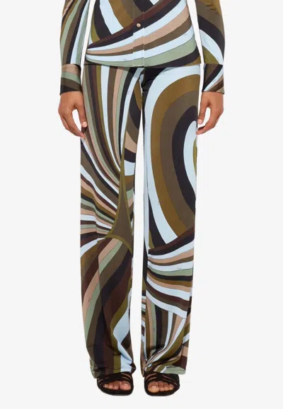 Pucci Iride Print Straight-leg Pants In Multi