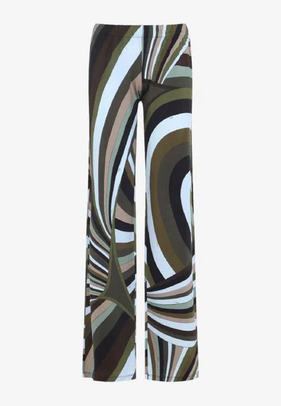 Pucci Iride Print Straight-leg Pants In Multi