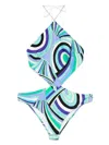 Pucci Iride-print One-piece Swimsuit In Verde Lilla In Blue