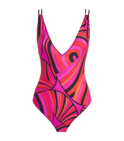 Pucci Iride Print Swimsuit In Multi