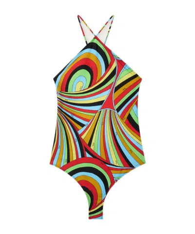 Pucci Iride Print Swimsuit In Animal Print