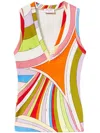 Pucci Iride Ribbed-knit Cotton Tank Top In Orange