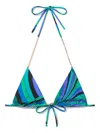 Pucci Iride-print Triangle Bikini Top In Blue