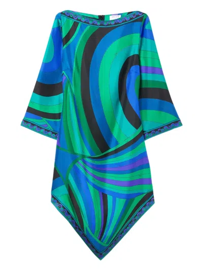 Pucci Iride-print Tunic Dress In Green