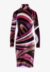 Pucci Thigh-length Printed Velvet Dress In Multicolor
