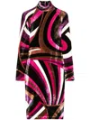 Pucci Thigh-length Printed Velvet Dress In Pink