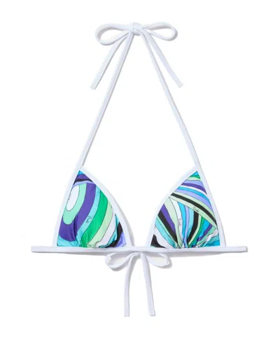 Pucci Iride-printed Halterneck Tie Fastened Bikini Top In White
