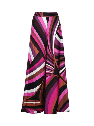 Pucci Iride Printed Silk Twill Palazzo Pants In Purple