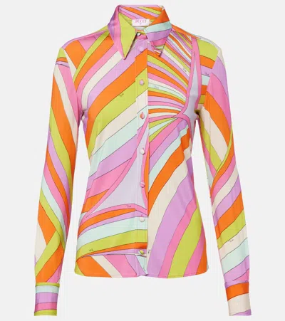 Pucci Iride Satin Jersey Shirt In Multi
