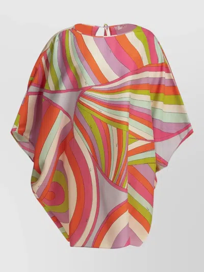 Pucci Iride Short Loose Caftan Top Dress In Multi