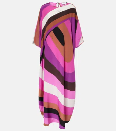 PUCCI IRIDE SILK CRÊPE DE CHINE KAFTAN