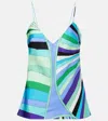 Pucci Iride Silk Satin Camisole In Blue
