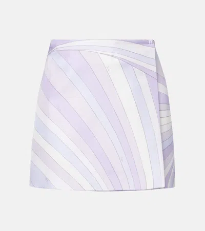 Pucci Iride Silk Satin Wrap Skirt In Purple