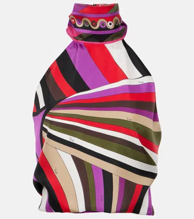 Pucci Iride Silk Top In Multicoloured